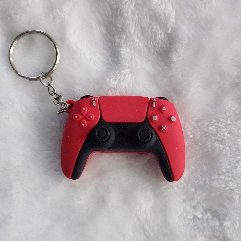 Red and Black Gaming Controller Keychain Bag Charm